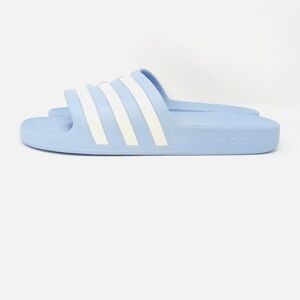 Adidas Women's Light Blue and White Slides